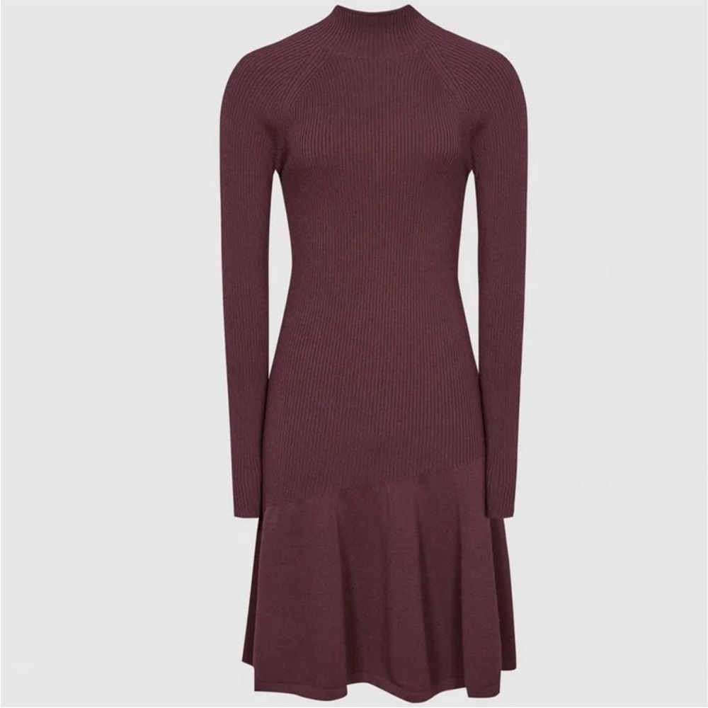 Reiss Maroon Long Sleeve Dress